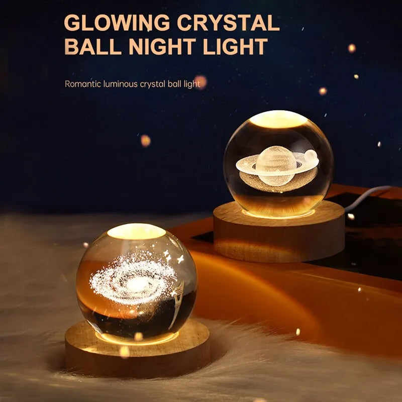 LED Night Light Milky Way Galaxy Solar System Crystal Ball - Trendy Finds