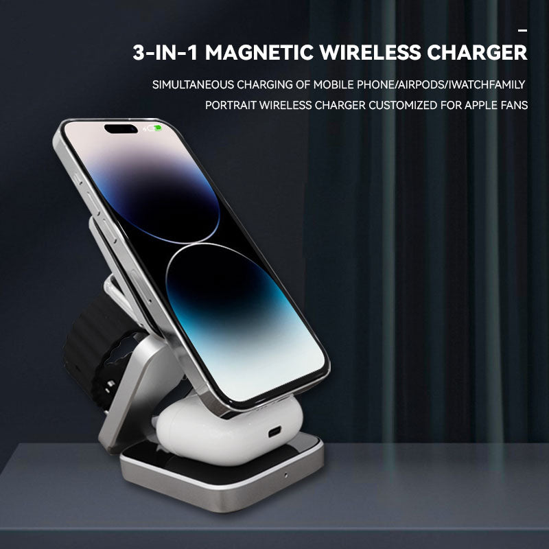 Portable 3 in 1 Foldable Wireless Charger Stand - Trendy Finds